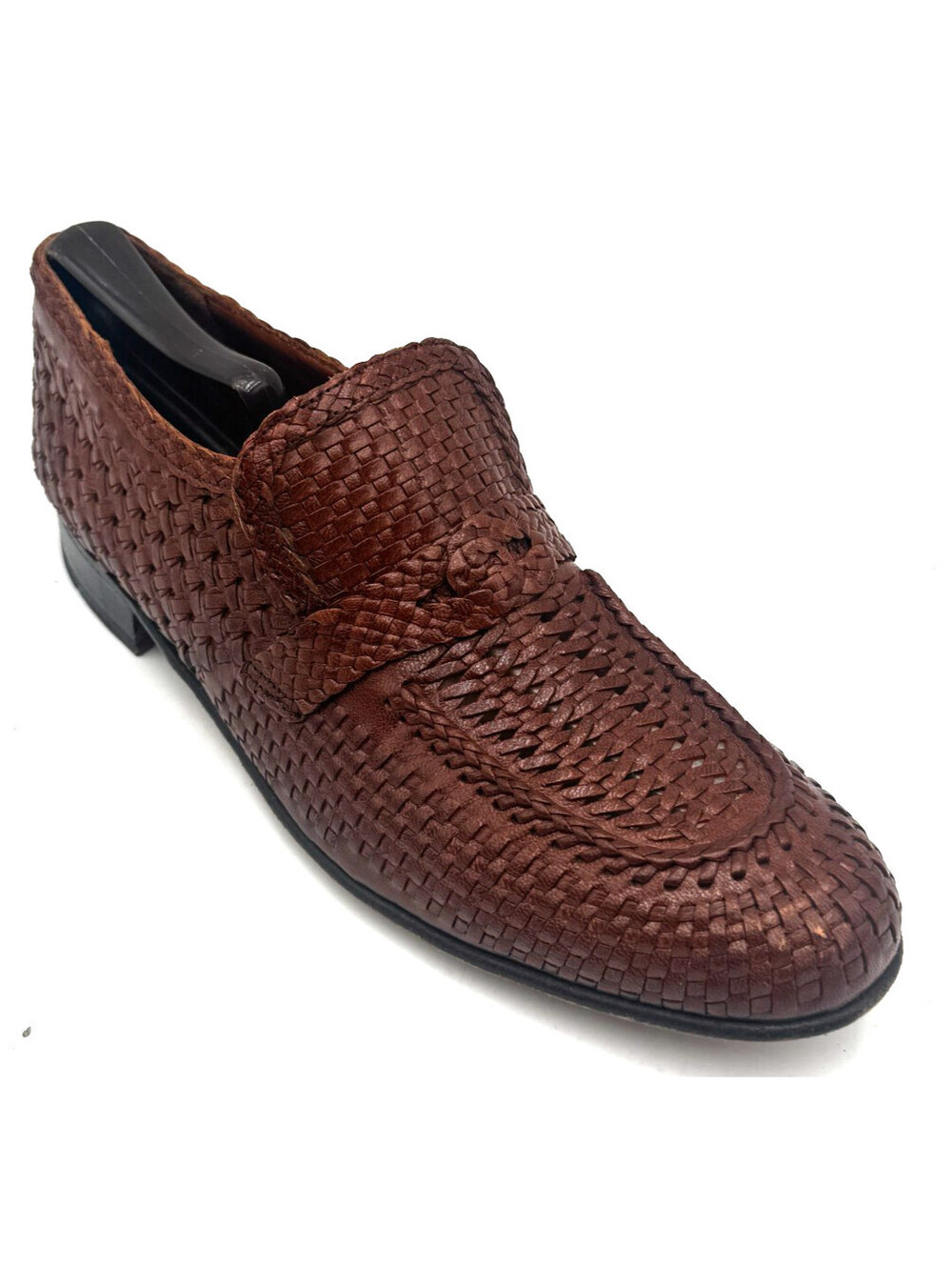 Vintage Johnston & Murphy Men’s Shoes Size 11 N Brown Woven Leather Shoes